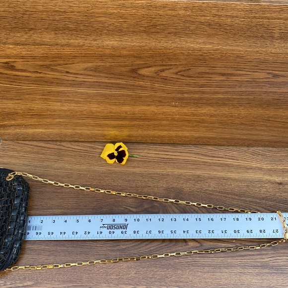 BLACK LEATHER WOVEN CROSSBODY  (GOLD CHAIN STRAP) - Picture 12 of 12